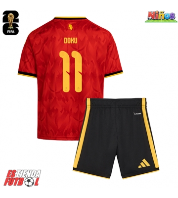 Bélgica Jeremy Doku #11 Primera Equipación Niños Mundial 2026 Manga Corta (+ Pantalones cortos)